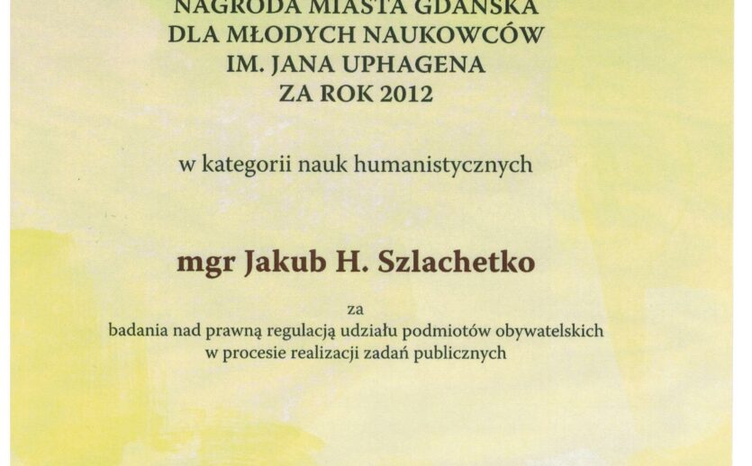 2012 Nagroda Miasta Gdańdska im. J. Uphagena