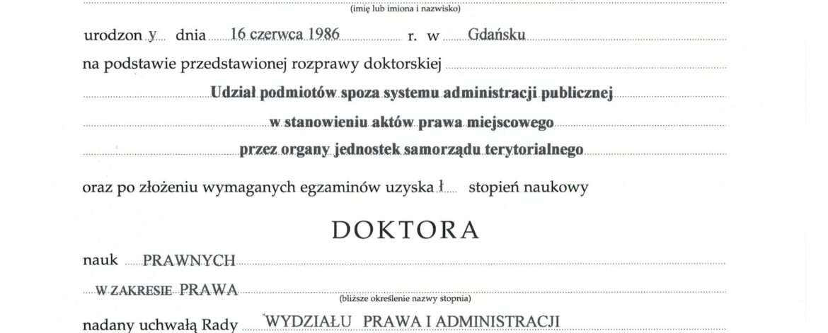 2015 Dyplom uzyskania doktora 2015 Dyplom uzyskania doktora